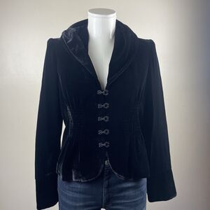 Etcetera Women’s Size 2 Black Whimsygoth Velvet Cinched Waist Blazer Y2K Luxury